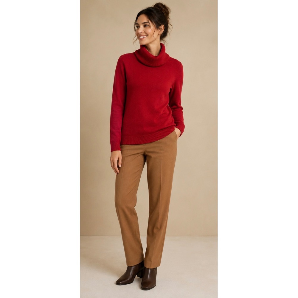 Pendleton Women's Red Wool turtle Neck Sweater XL fall classic minimalist luxury
